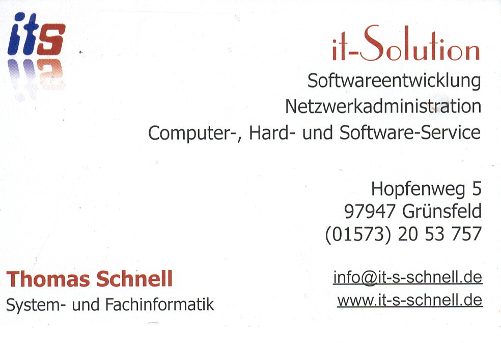 Visitenkarte Thomas Schnell